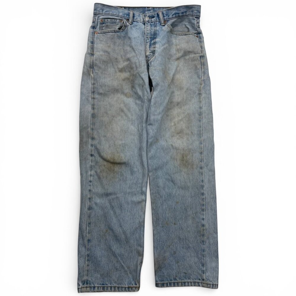 Levi's 550 Jeans Distressed Relaxed Tapered Frays Fade Stains Men's 32x29.5